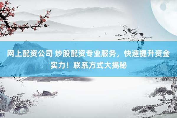 网上配资公司 炒股配资专业服务，快速提升资金实力！联系方式大揭秘