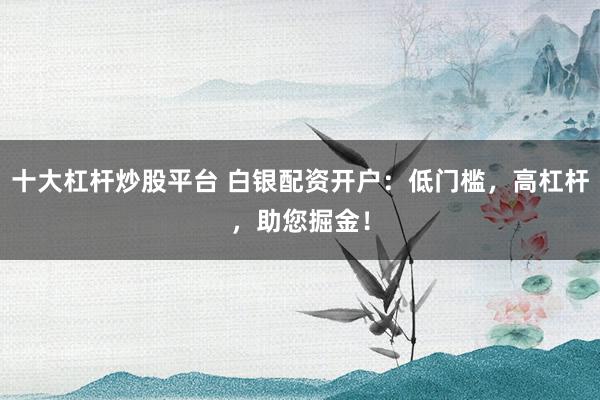 十大杠杆炒股平台 白银配资开户：低门槛，高杠杆，助您掘金！
