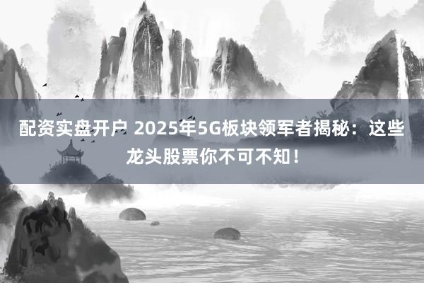 配资实盘开户 2025年5G板块领军者揭秘：这些龙头股票你不可不知！