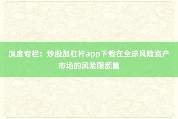 深度专栏：炒股加杠杆app下载在全球风险资产市场的风险限额管