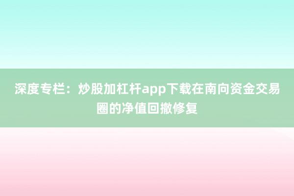 深度专栏：炒股加杠杆app下载在南向资金交易圈的净值回撤修复