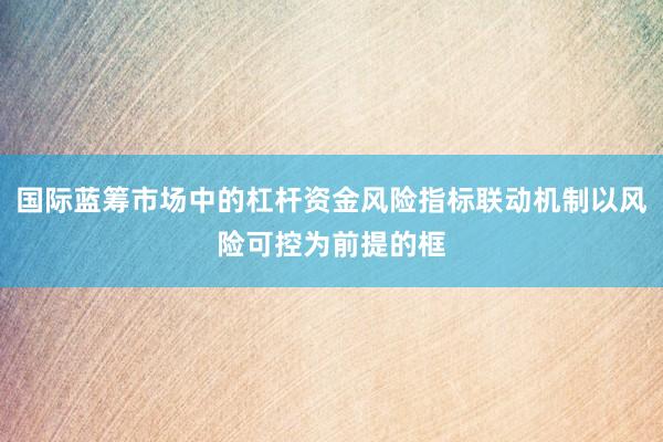 国际蓝筹市场中的杠杆资金风险指标联动机制以风险可控为前提的框