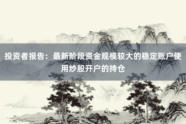 投资者报告：最新阶段资金规模较大的稳定账户使用炒股开户的持仓