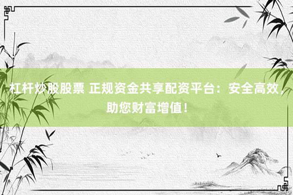 杠杆炒股股票 正规资金共享配资平台：安全高效，助您财富增值！